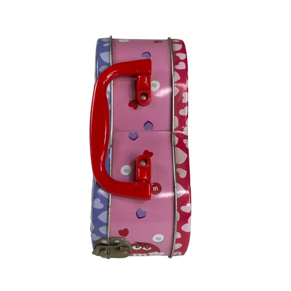 M&Ms Heart-Shaped Metal Tin Lunchbox Handle & Lock Valentines - Picture 4 of 9